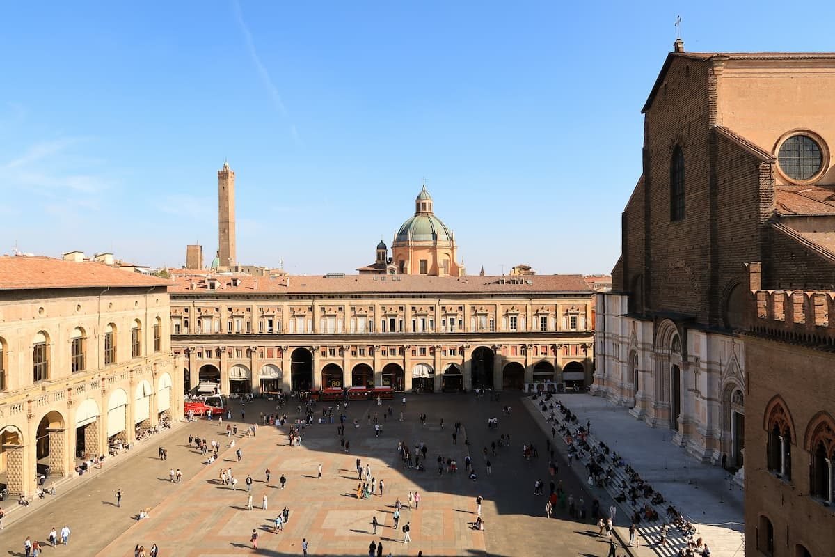 bologna panorama Bologna Piazza Maggiore von oben